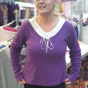 Pamucna majica dug rukav, dvostruki efekat, ljubicasta