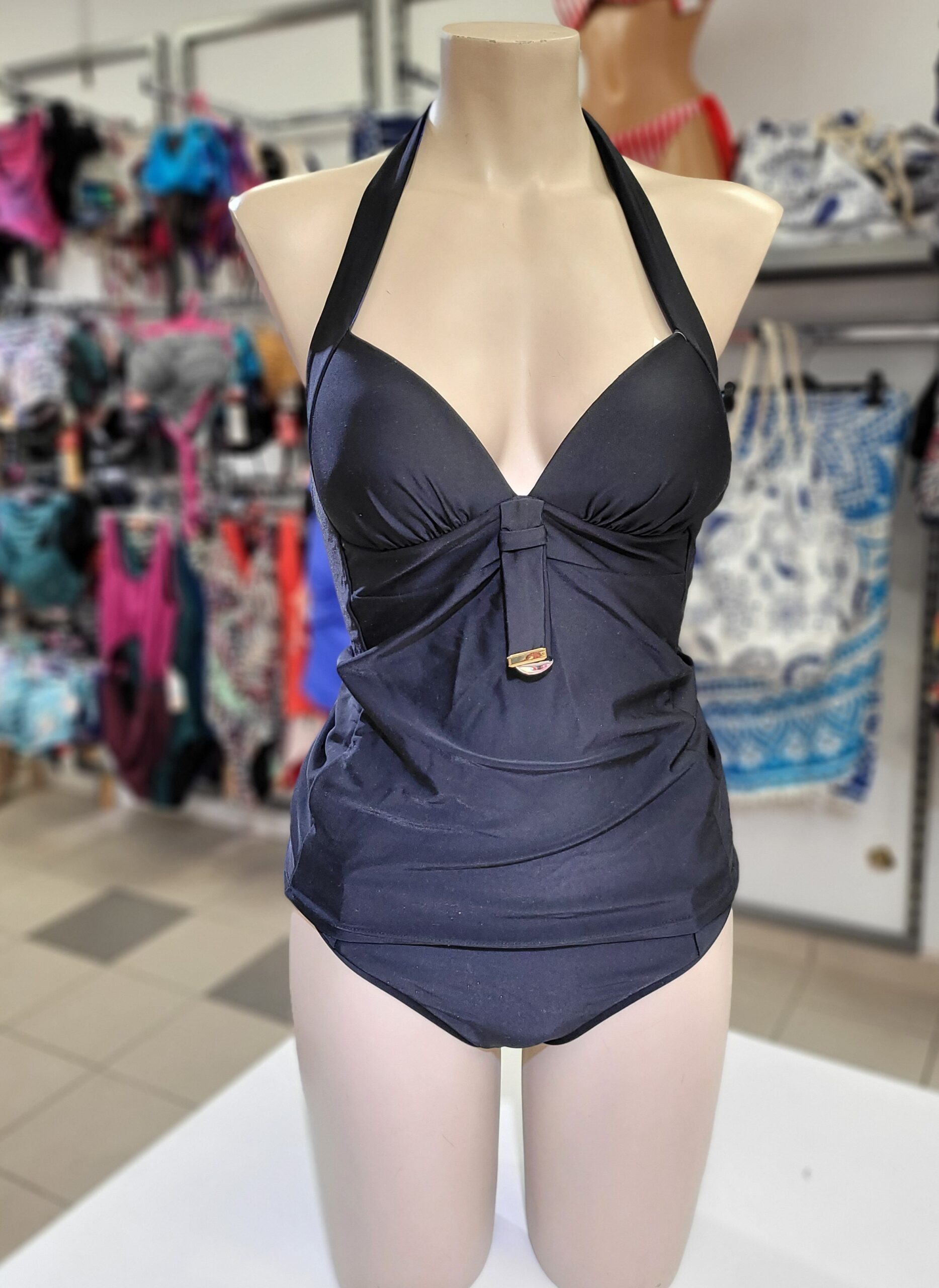 Tankini dvodelni kupaci kostim, crna boja sa plavom postavom 1 Tankini dvodelni kupaci kostim, crna boja sa plavom postavom