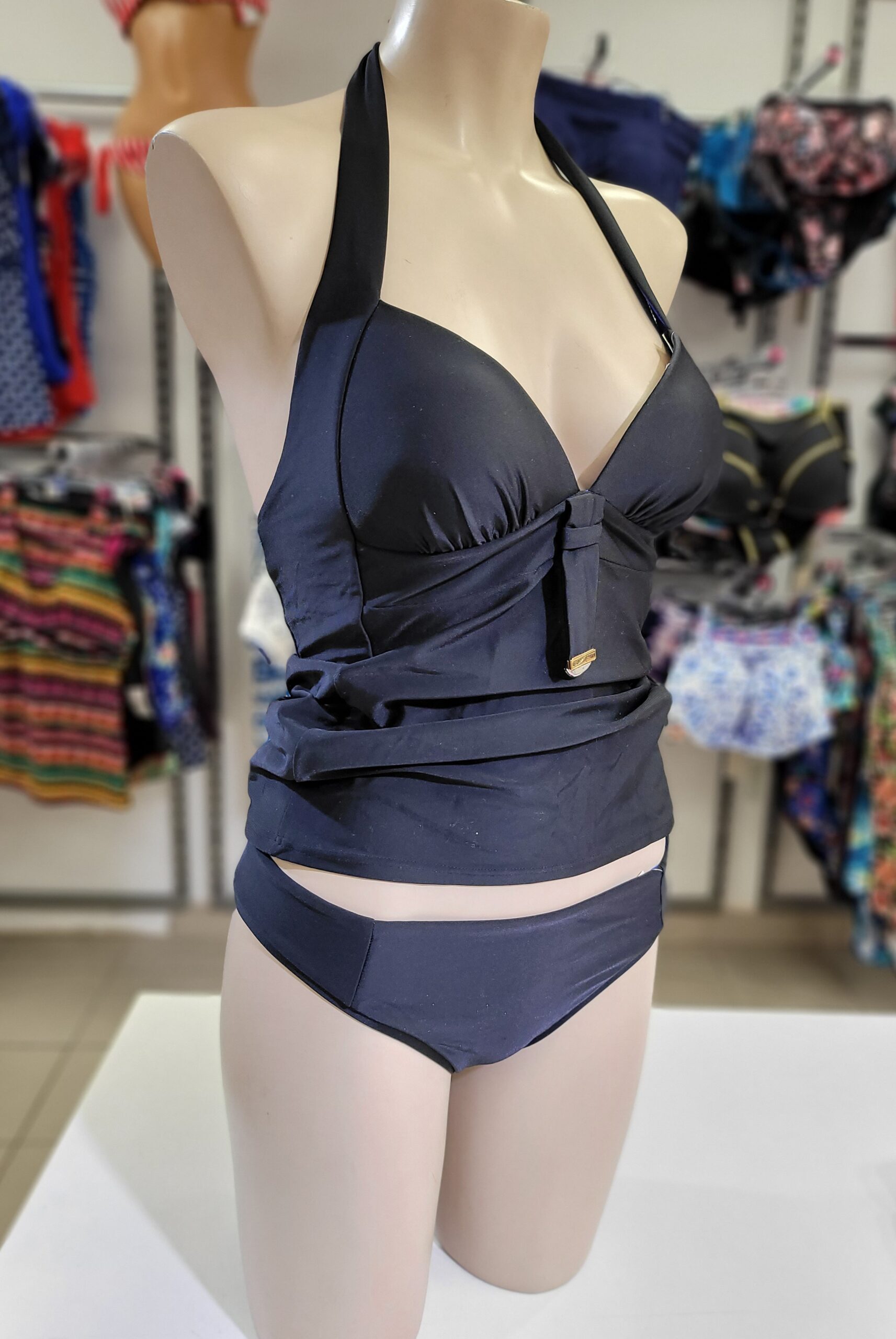 Tankini dvodelni kupaci kostim, crna boja sa plavom postavom 4 Tankini dvodelni kupaci kostim, crna boja sa plavom postavom - Slika 4