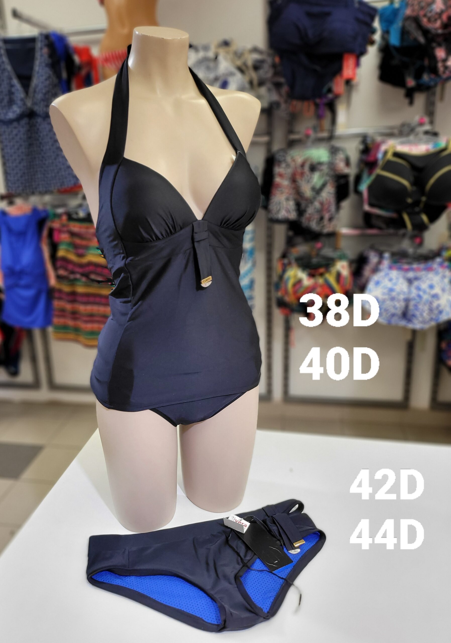 Tankini dvodelni kupaci kostim, crna boja sa plavom postavom 3 Tankini dvodelni kupaci kostim, crna boja sa plavom postavom - Slika 3