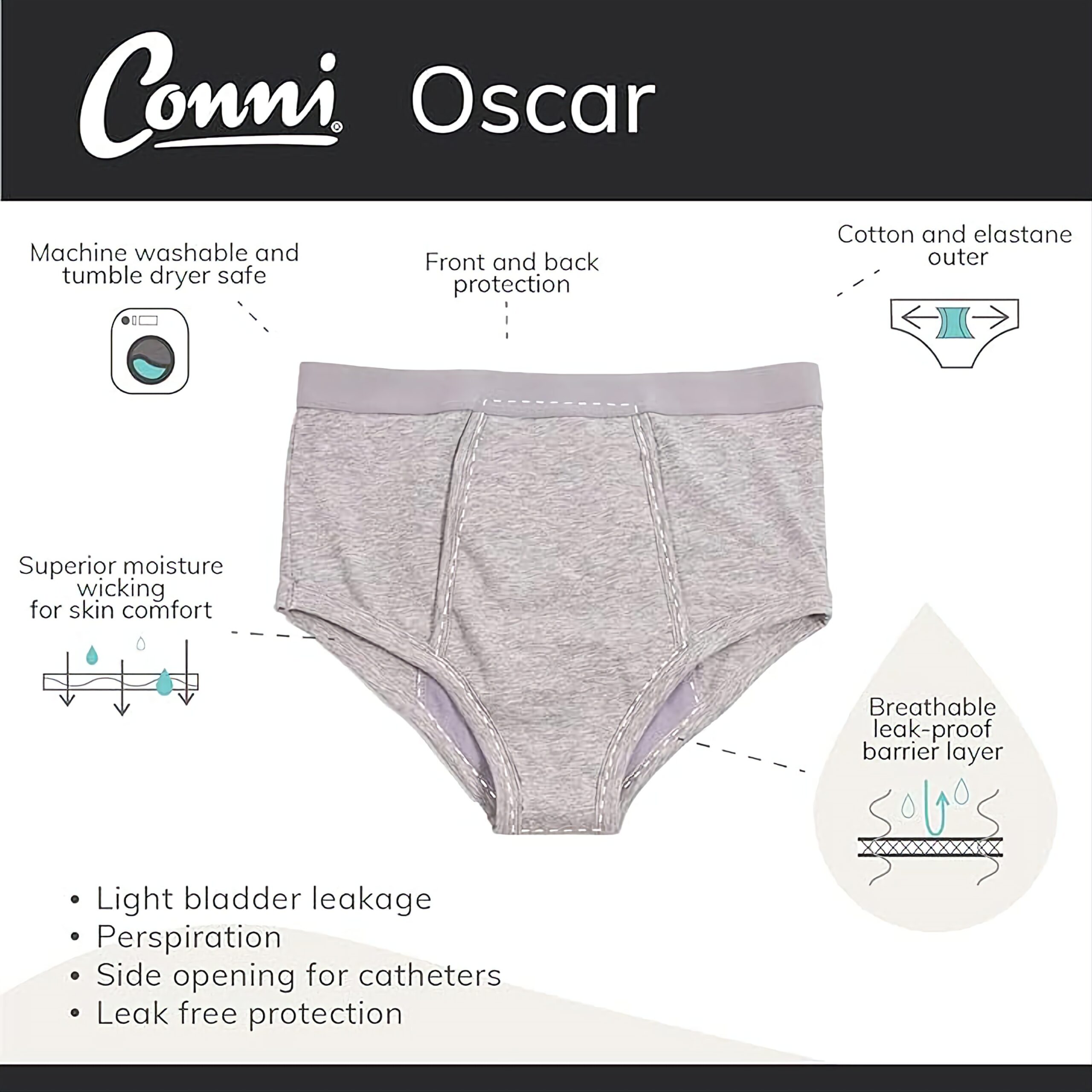 Conni muske gace za urinarnu inkontinenciju u sivoj boji 3 Conni muske gace za urinarnu inkontinenciju u sivoj boji - Slika 3